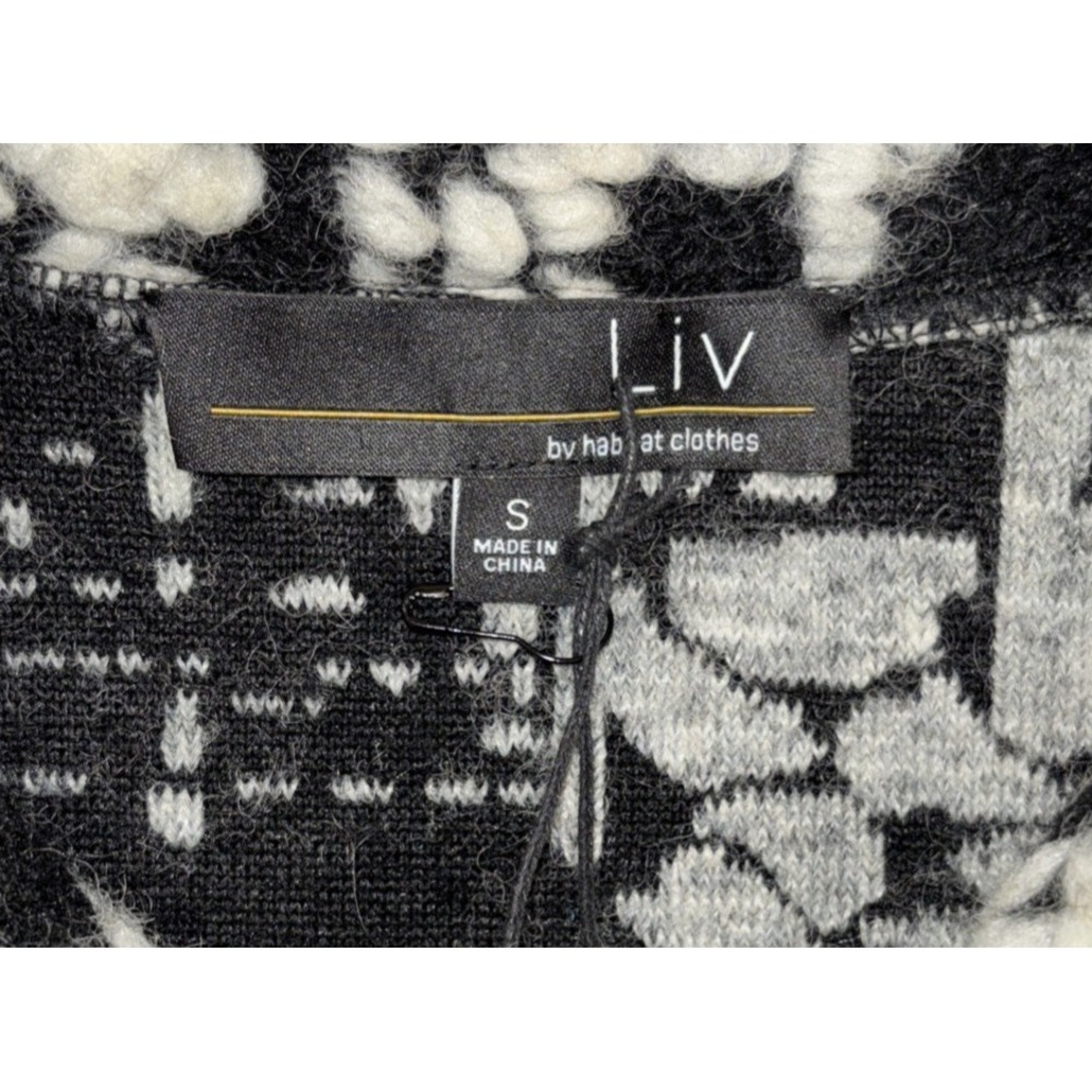 NEW Liv by Habitat Off The Grid Retro Coat Size S Black White Button Up Long - Picture 5 of 9